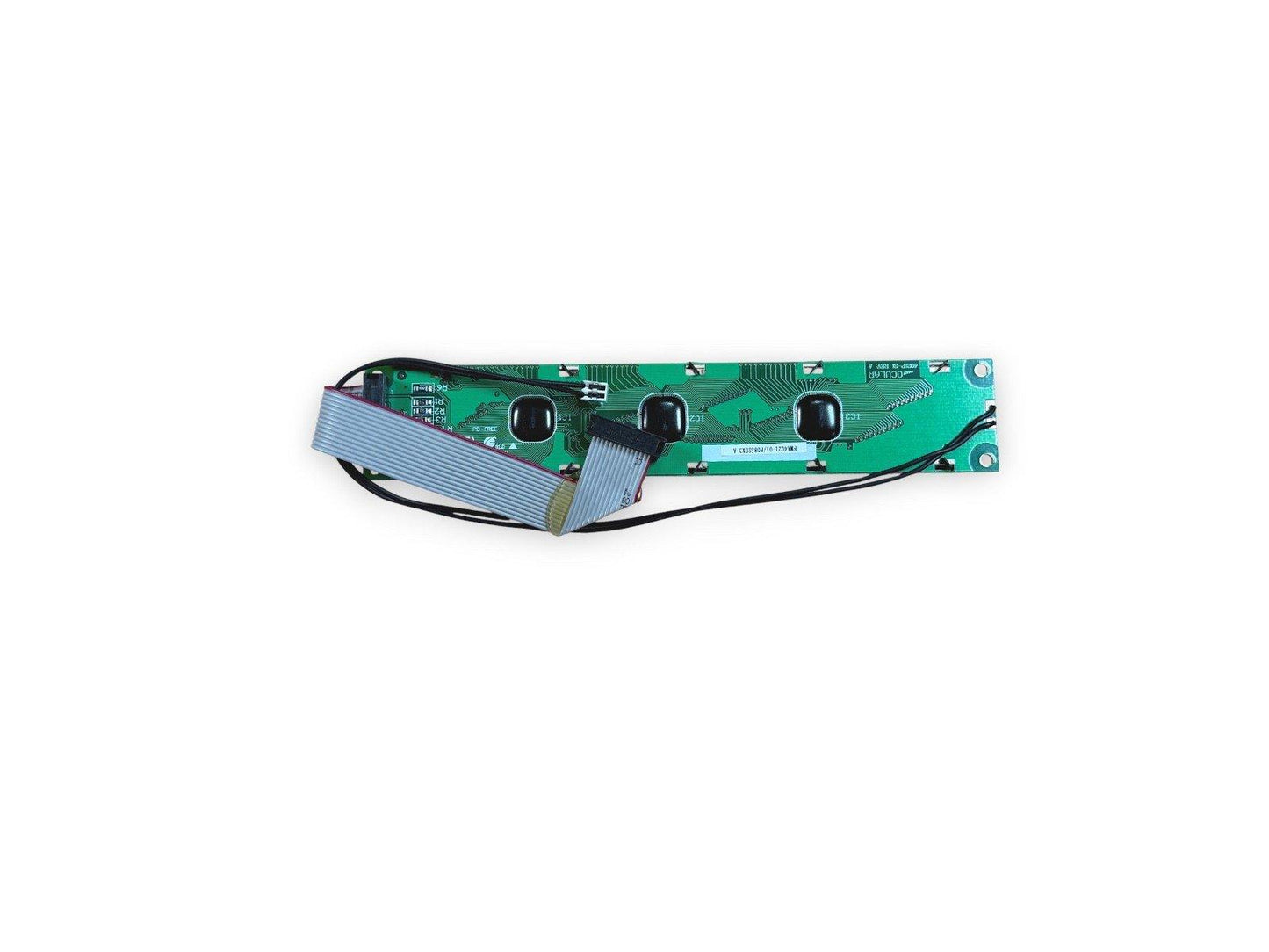 Fire alarm control panel circuit board with ribbon cable and connectors