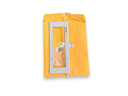 Simplex fire alarm panel cover with mounting hardware in yellow envelope, new surplus equipment