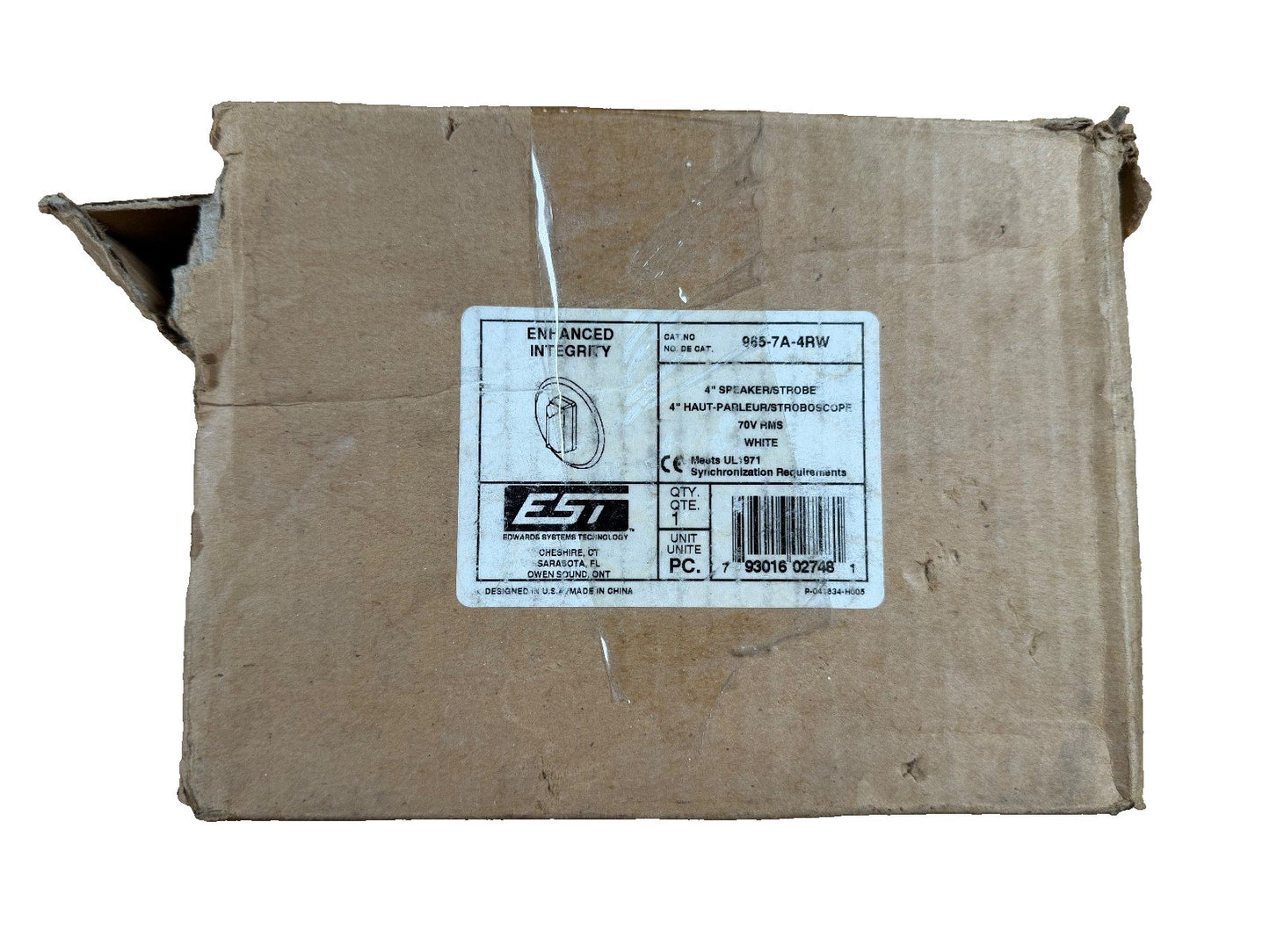 EST Edwards 965-7A-4RW Fire Alarm 4" Speaker Strobe Ceiling White (NEW IN BOX)