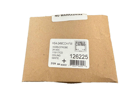HS4-24MCCH-FW horn strobe fire alarm device, 24 VDC, ceiling mount, white, model 126225