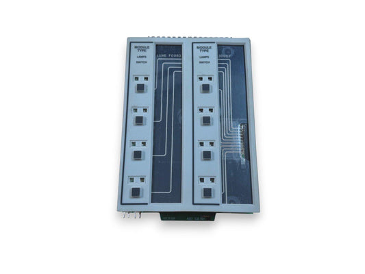 Fire alarm control module with LUXE F0083 and 30057 switches, lamps, and circuit board