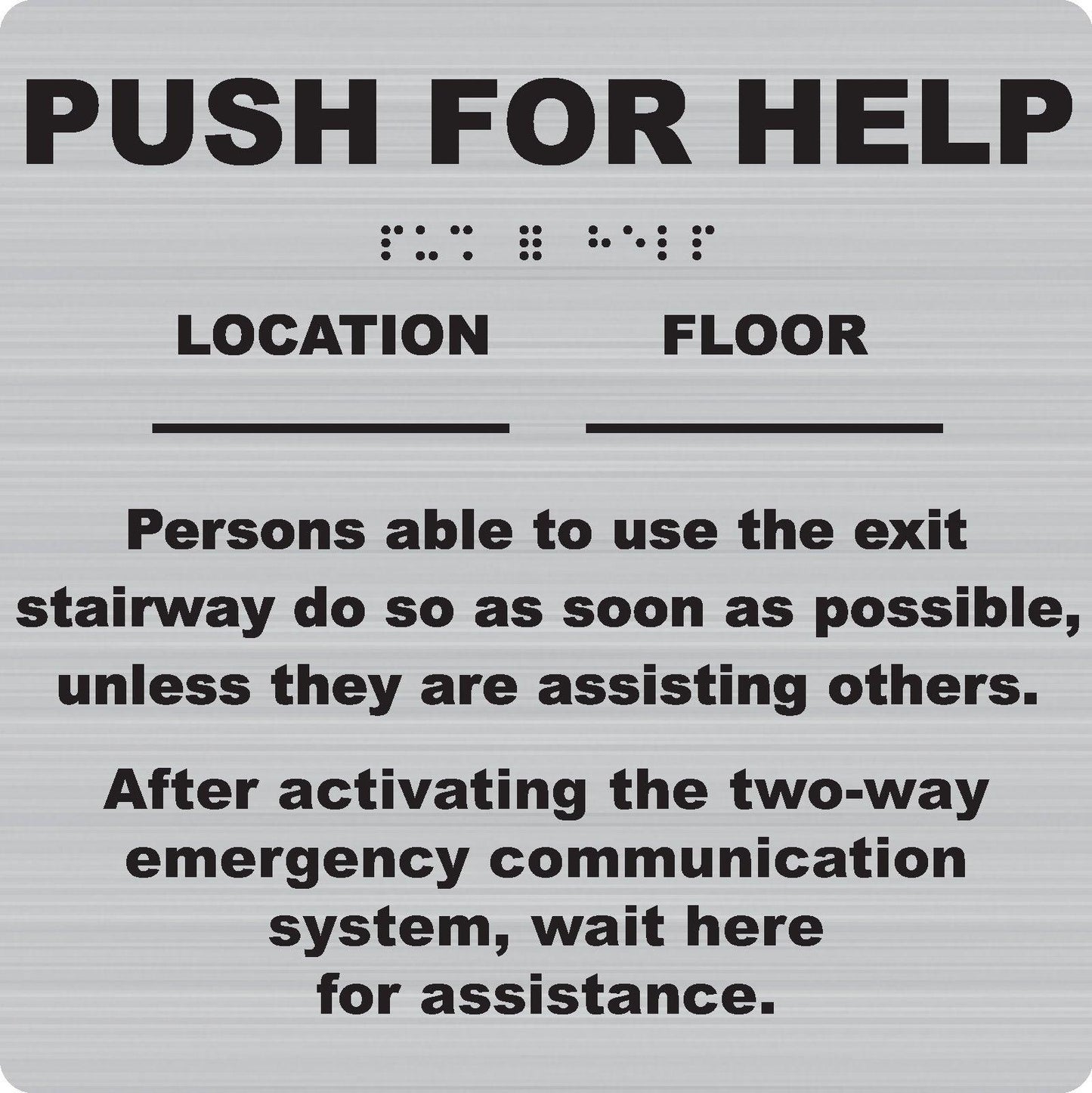Talkaphone ETP-SIGN-PFH3 Instructional Sign PUSH FOR HELP (NEW IN BOX)