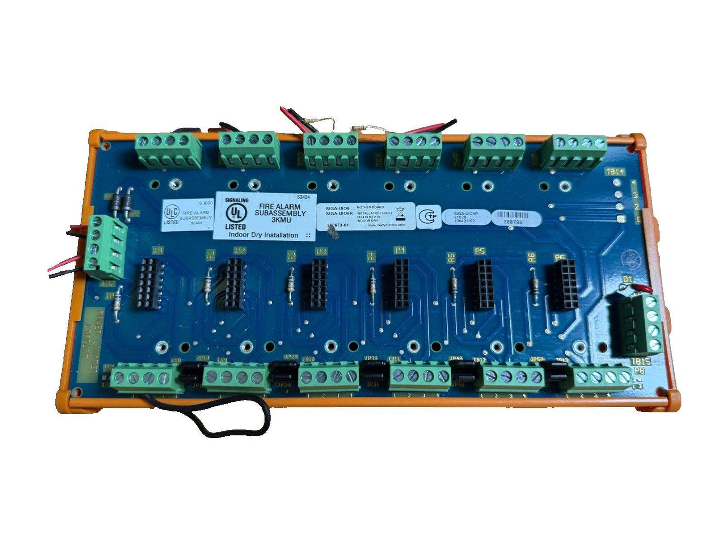 UL Listed fire alarm subassembly circuit board with terminal blocks for indoor dry installation