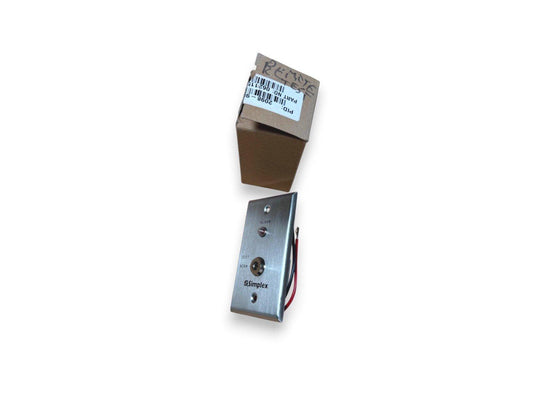 Simplex fire alarm remote test station with wiring, shown with original box and part label