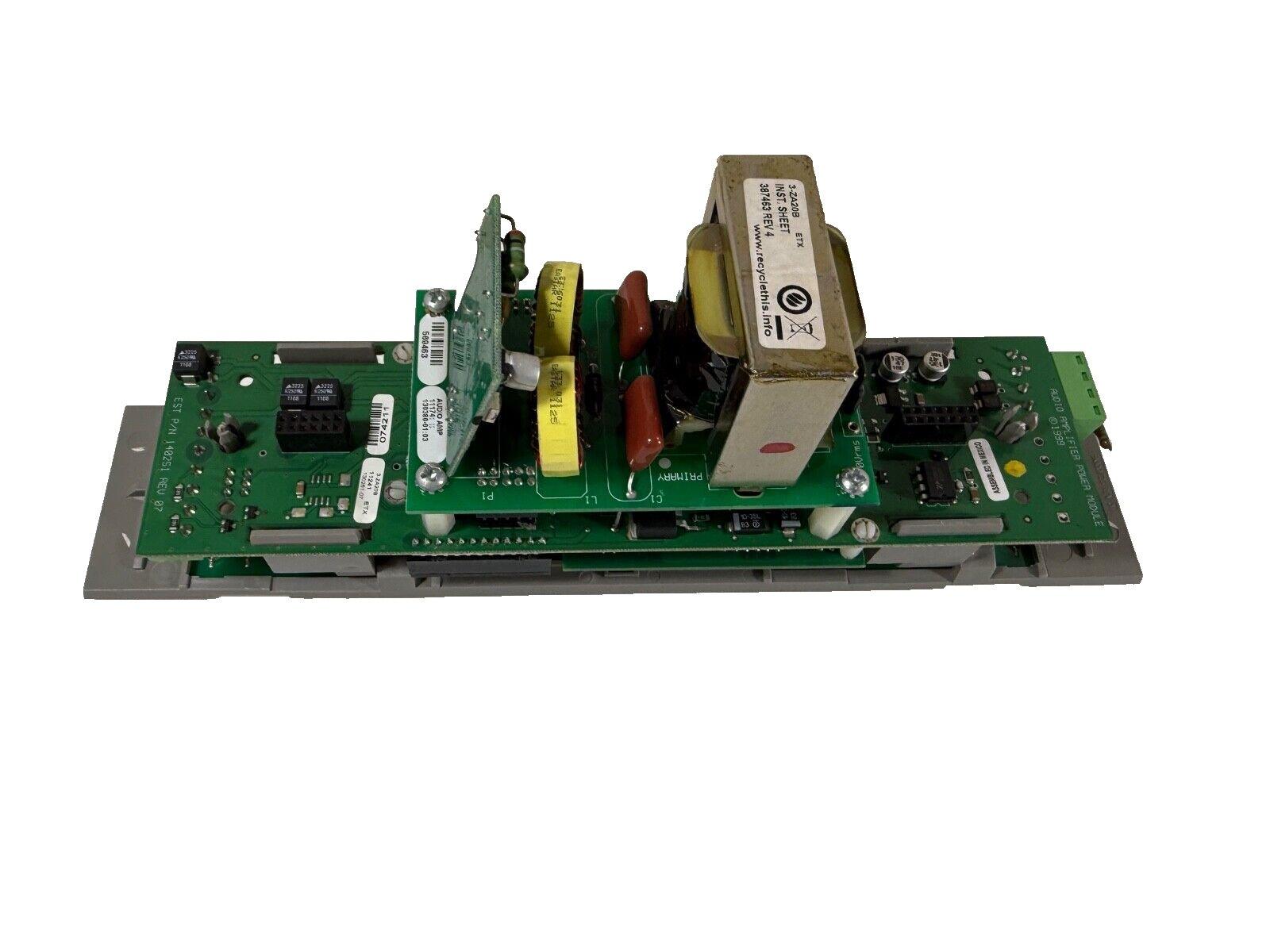 Fire alarm control panel circuit board with transformer and capacitors for fire safety systems