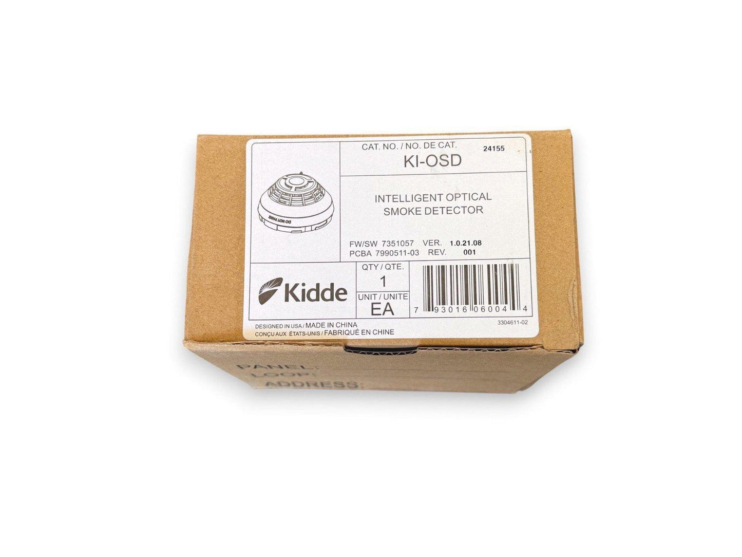Kidde KI-OSD intelligent optical smoke detector in original packaging, fire alarm equipment