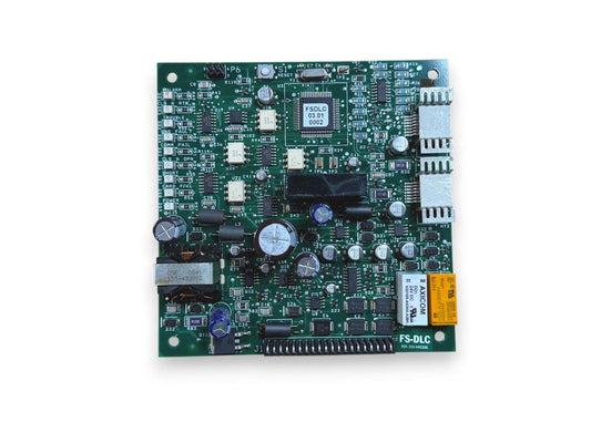 FS-DLC fire alarm control panel circuit board with connectors and components for fire safety systems