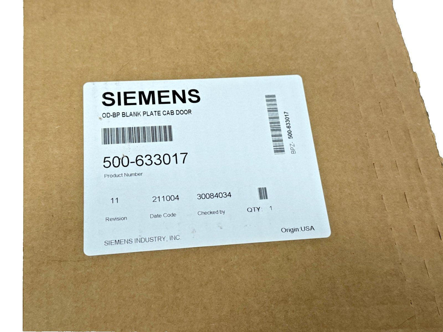 Siemens OD-BP 500-633017 Fire Alarm Blank Plate Cab Door (NEW IN BOX)