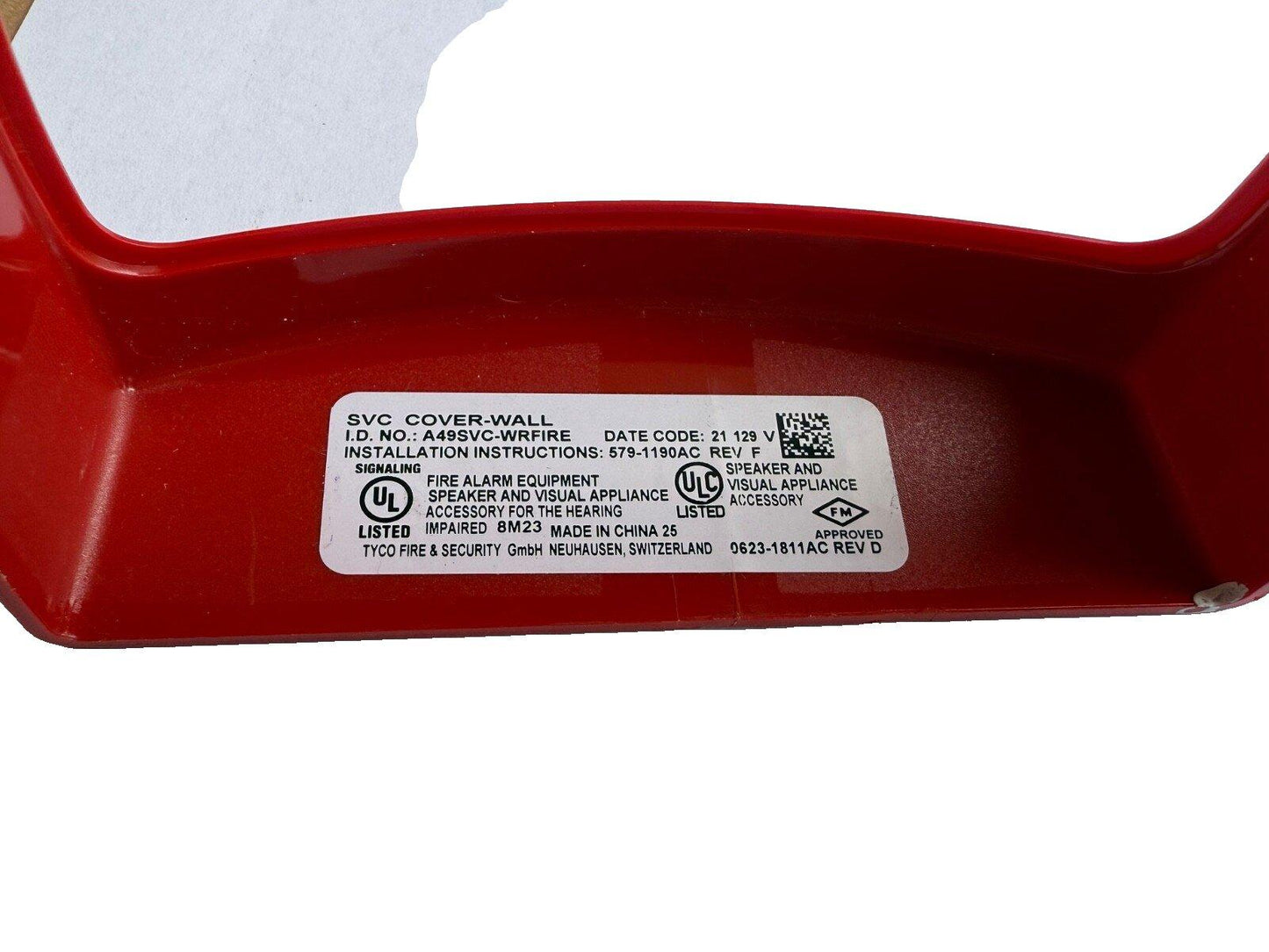 Autocall A49SVC-WRFIRE Fire Alarm TrueAlert ES SVC Cover Wall Red