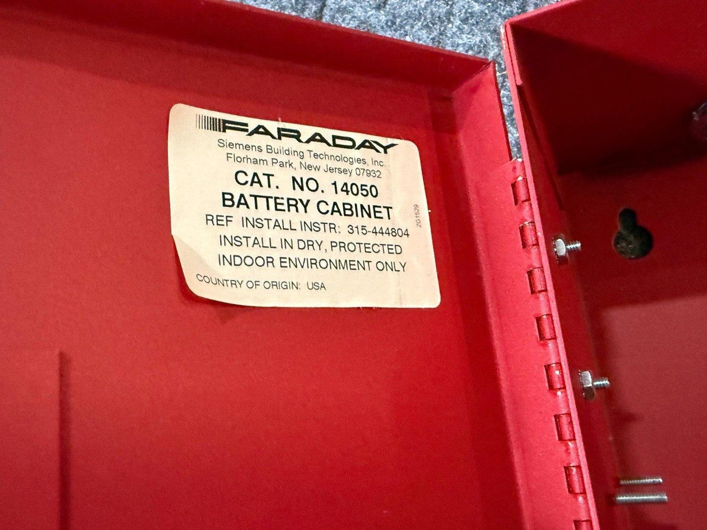 Faraday 14050 Battery Cabinet Fire Alarm System Control Red