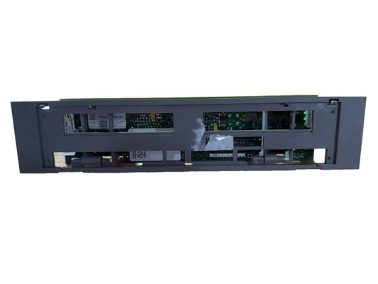 Fire alarm control panel with exposed circuit boards and UL listed components