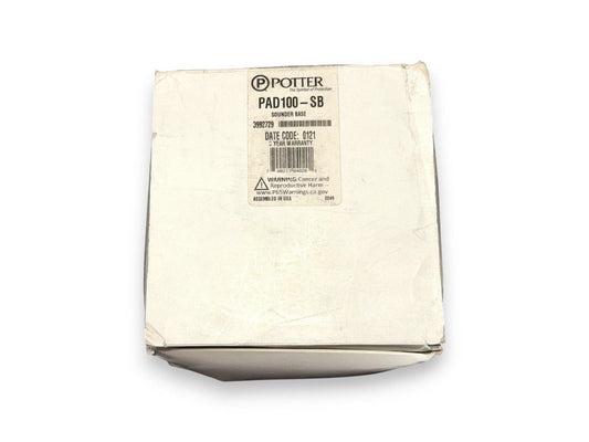 Potter PAD100-SB sounder base fire alarm equipment in original packaging, 5-year warranty