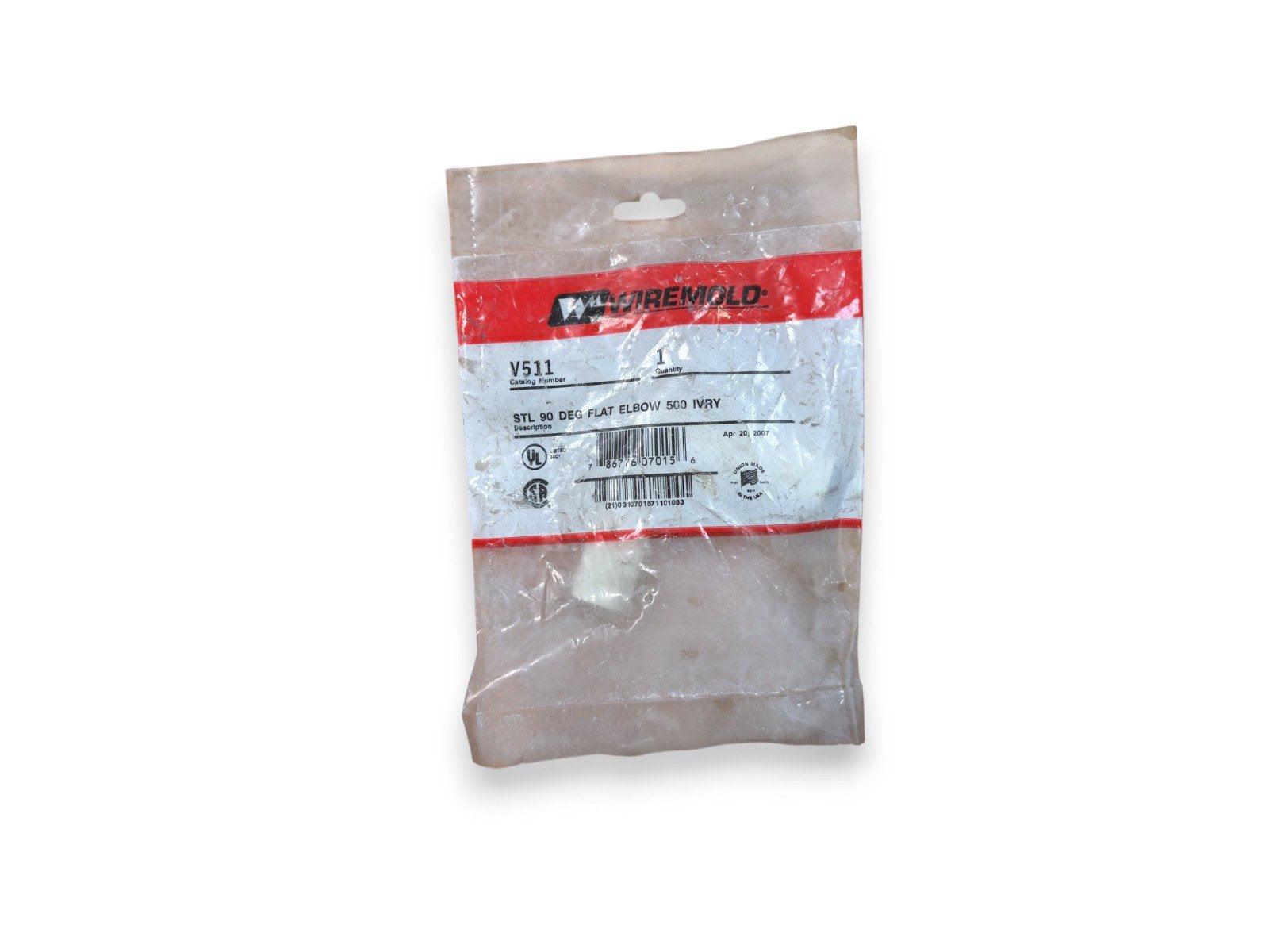 Wiremold V511 90 Deg Flat Elbow 500 Ivory fire alarm conduit fitting in sealed package