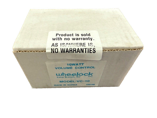 Wheelock VC-10 10W volume control for fire alarm systems, sold as-is with no warranty
