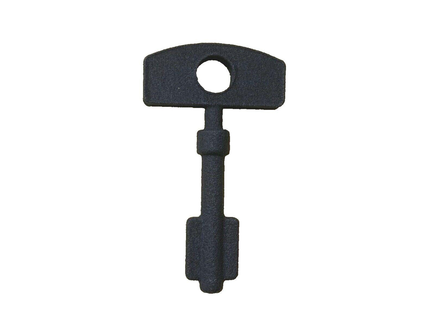 Black fire alarm system key for control panel access, compatible with commercial fire safety equipment