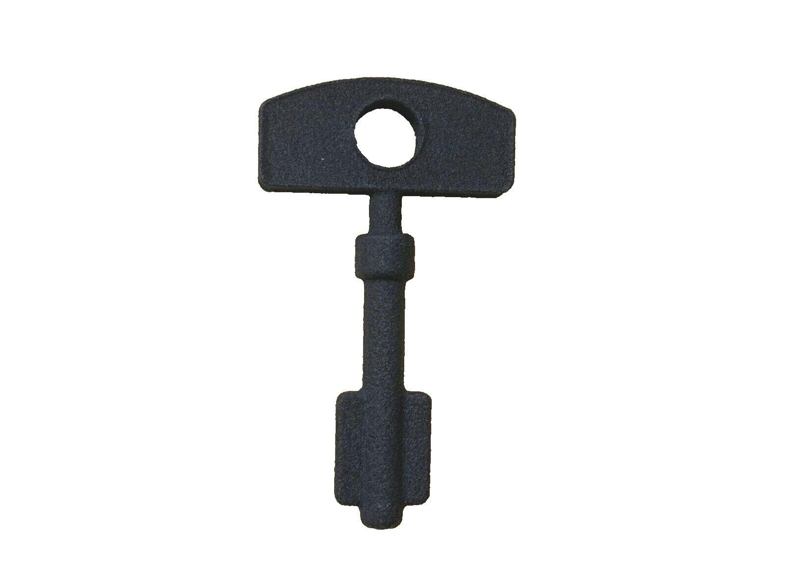 Black fire alarm system key for control panel access, compatible with commercial fire safety equipment