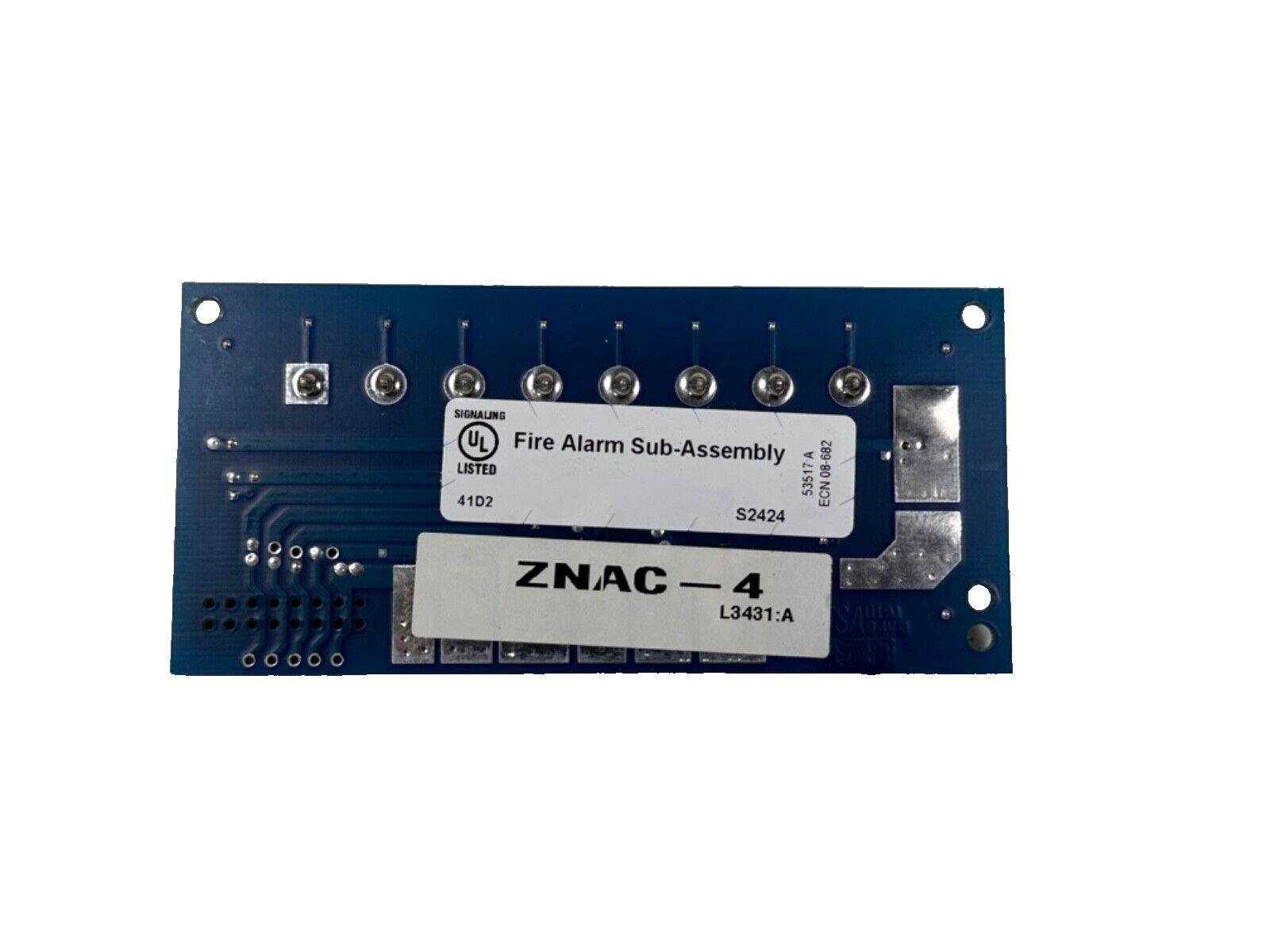 ZNAC-4 Fire Alarm Sub-Assembly circuit board with UL Listed label for fire safety systems