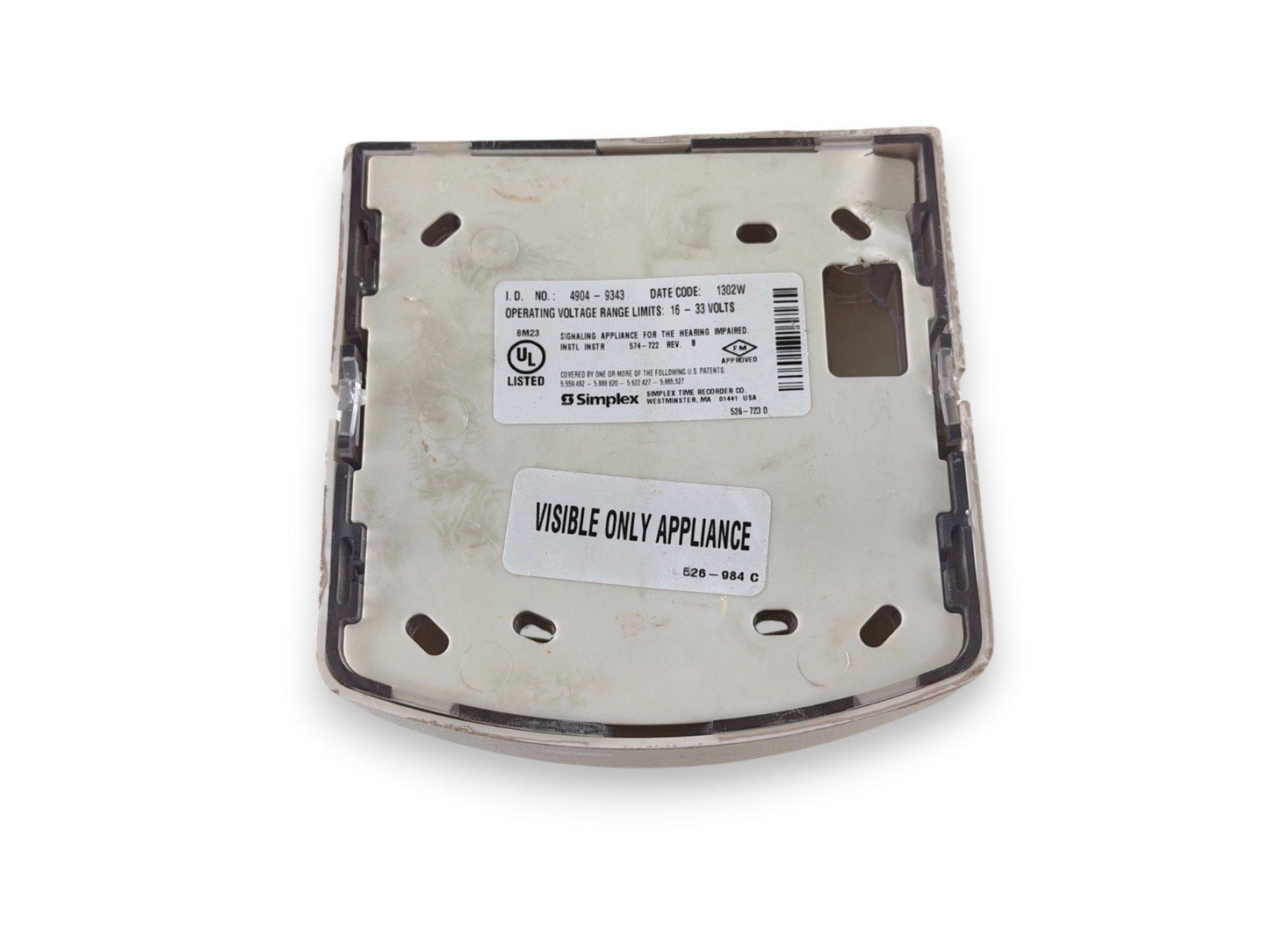 Simplex 4904-9343 Fire Alarm Strobe Wall White (SmartSync)