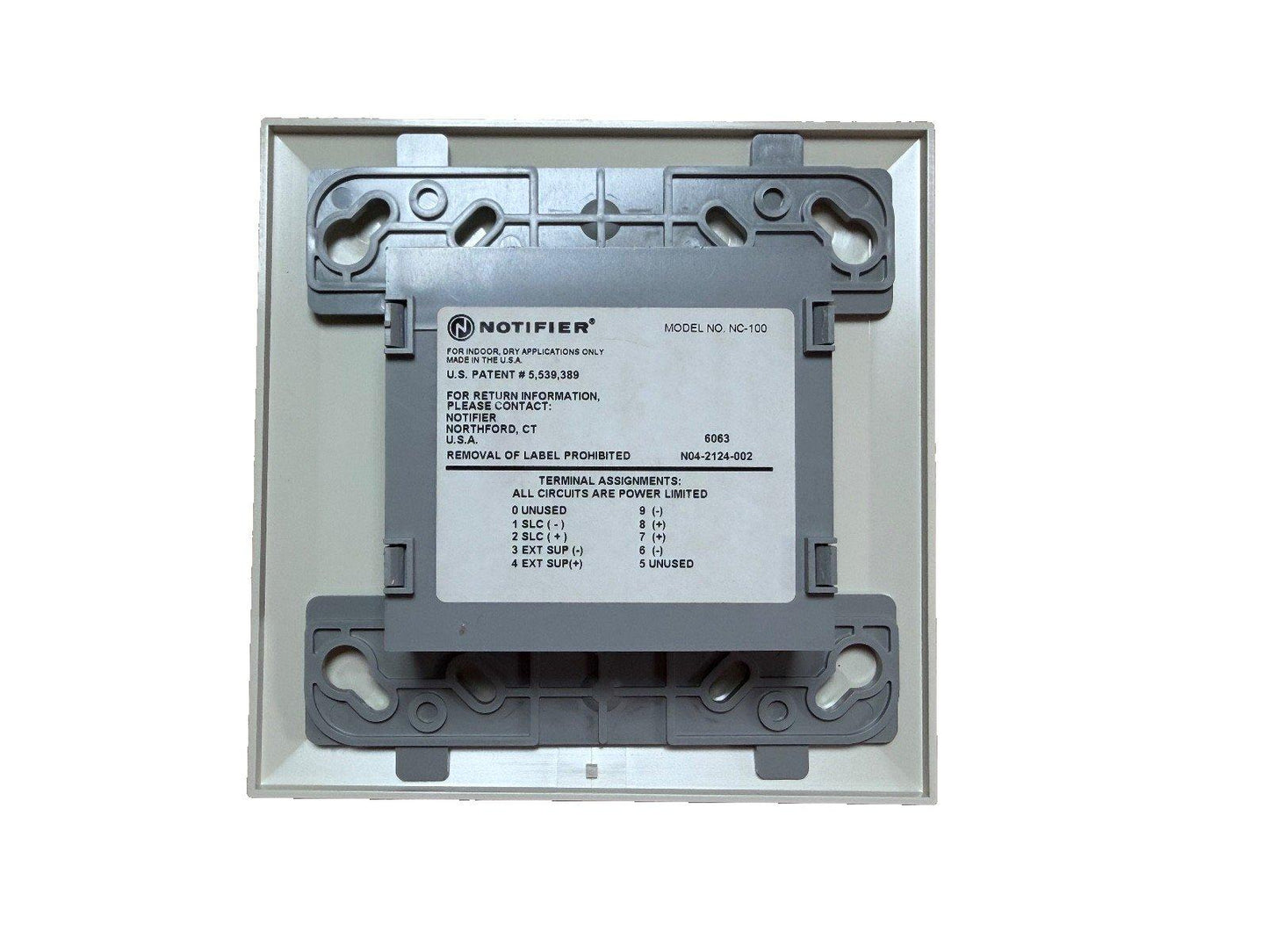 Notifier NC-100 fire alarm control module, indoor dry use, power-limited circuits, made in USA