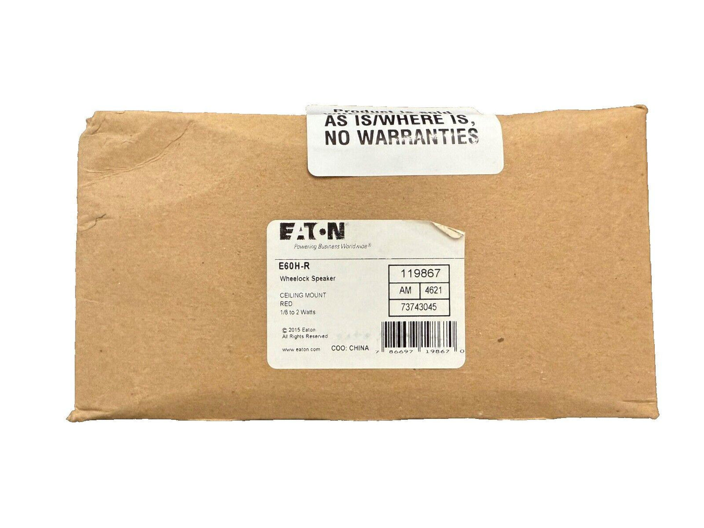 Eaton Wheelock 60H-R Fire Alarm Speaker Ceiling Red (NEW IN BOX)