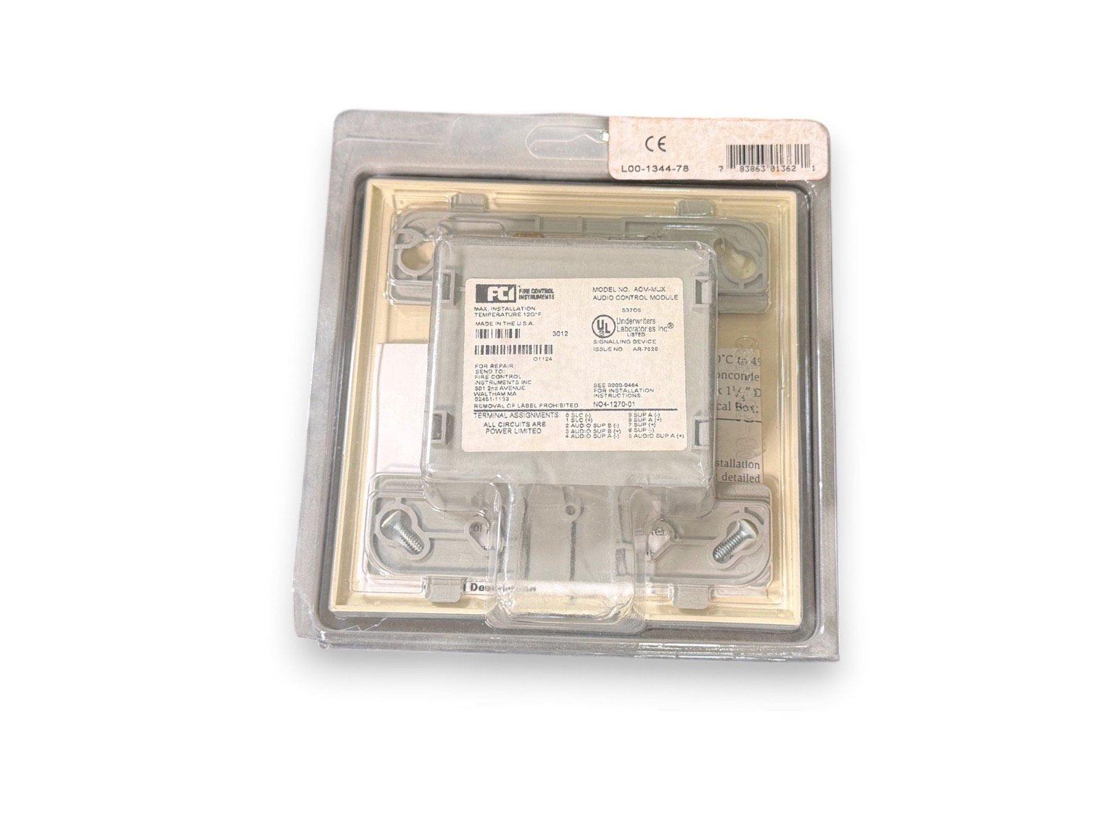FCI Audio Control Module AOM-MUX fire alarm component in sealed packaging, UL listed, made in USA