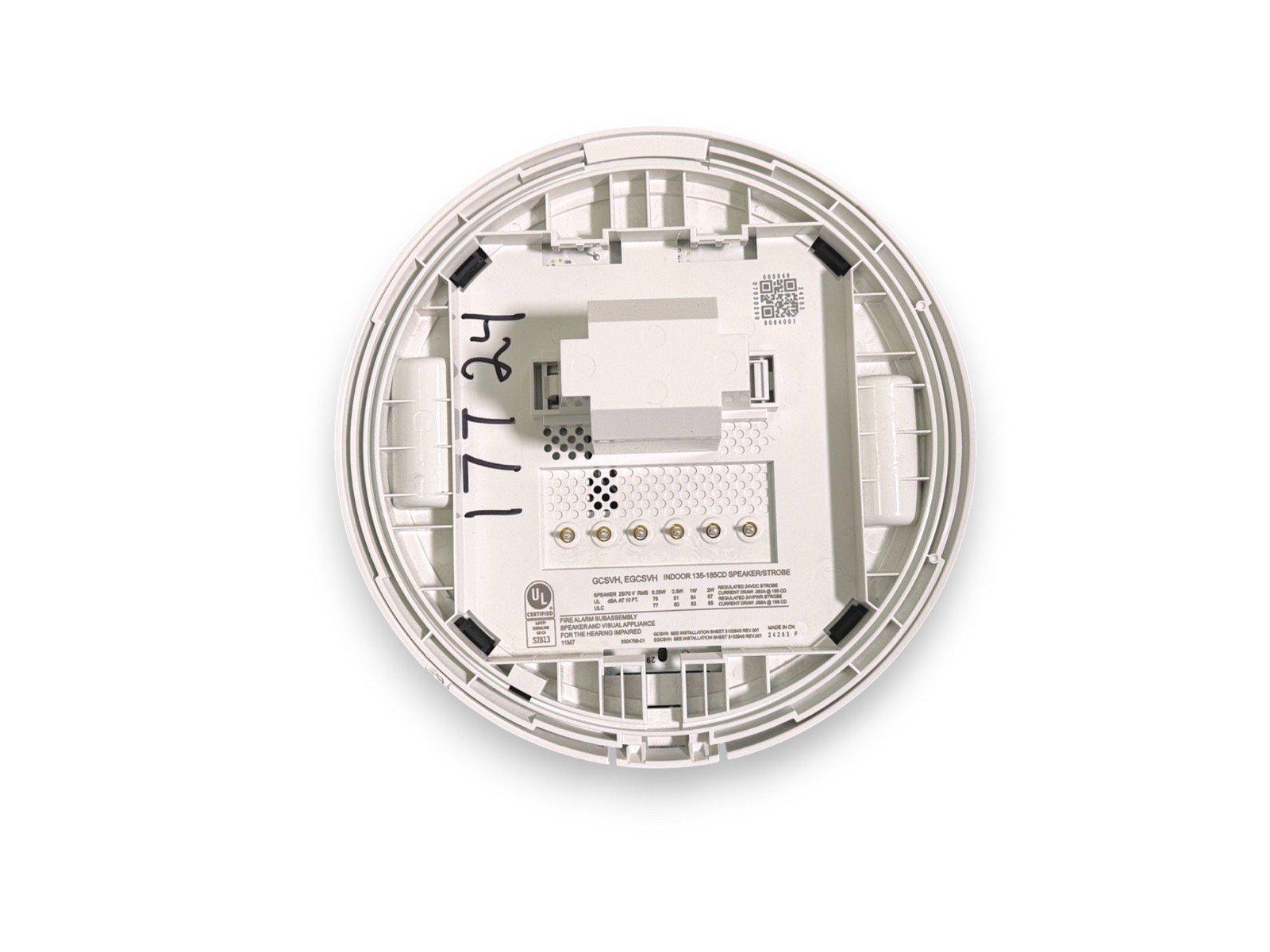 White fire alarm speaker strobe subassembly with UL certification, labeled for hearing impaired use