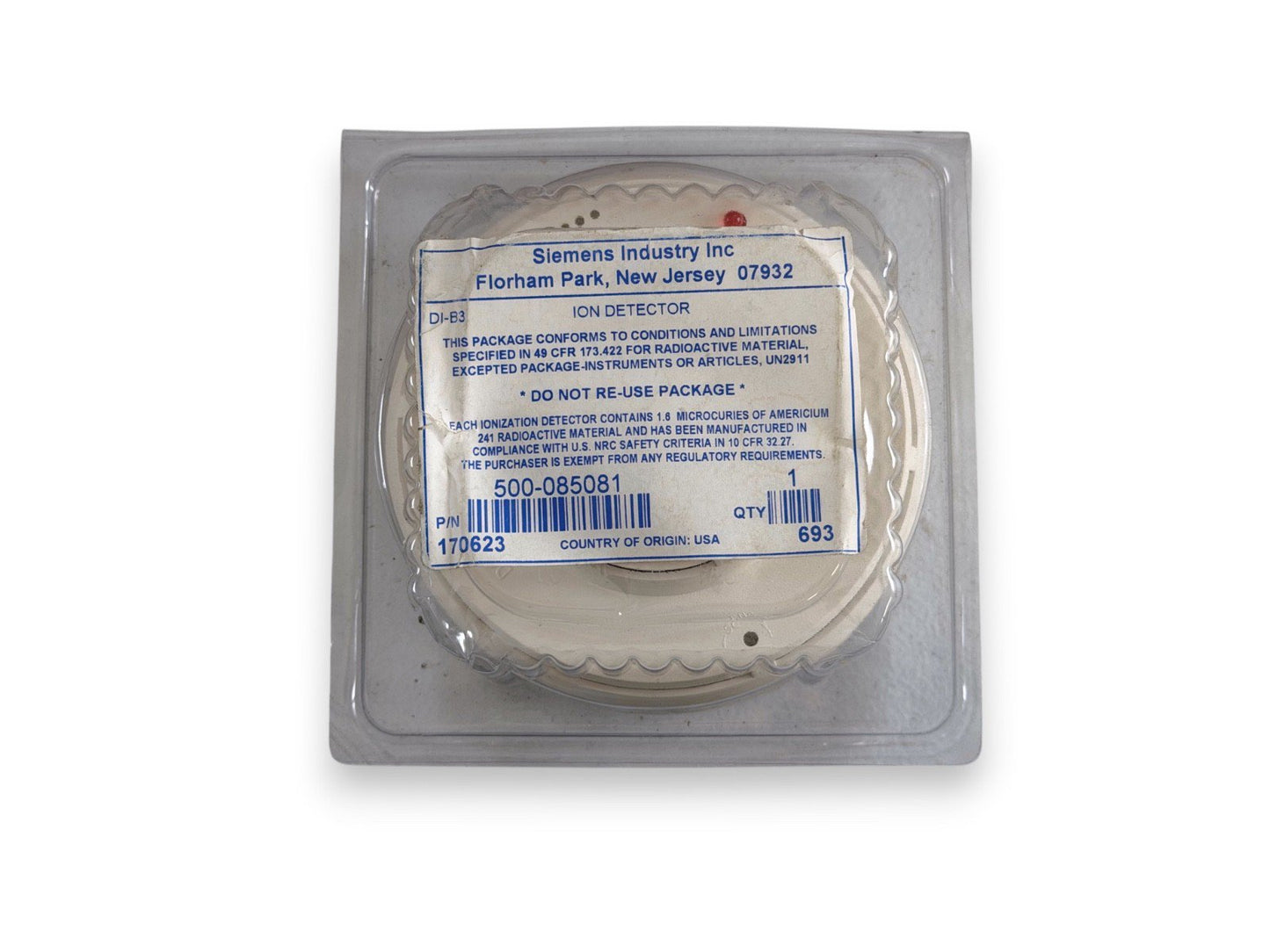 Siemens DI-B3 500-085081 Fire Alarm Ionization Smoke Detector Head (NEW IN BOX)