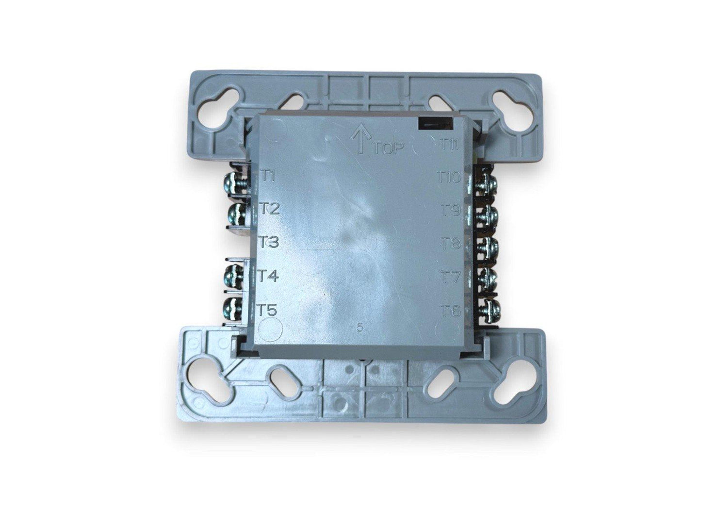 Fire alarm control module with terminal connections T1-T11, labeled top orientation, for commercial security systems