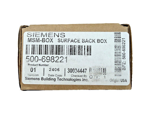 Siemens MSM-BOX surface back box for fire alarm systems, model 500-698221, USA origin
