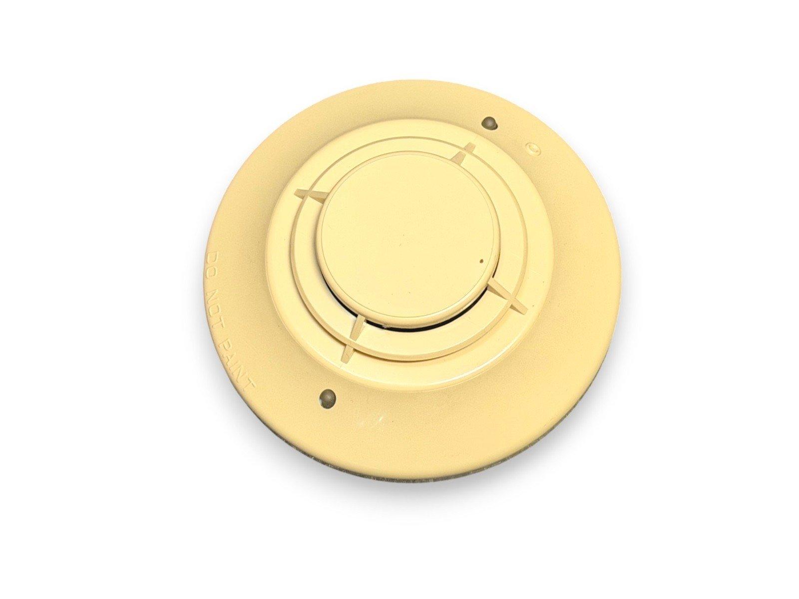 Beige fire alarm detector with 'DO NOT PAINT' text, circular design for ceiling mounting