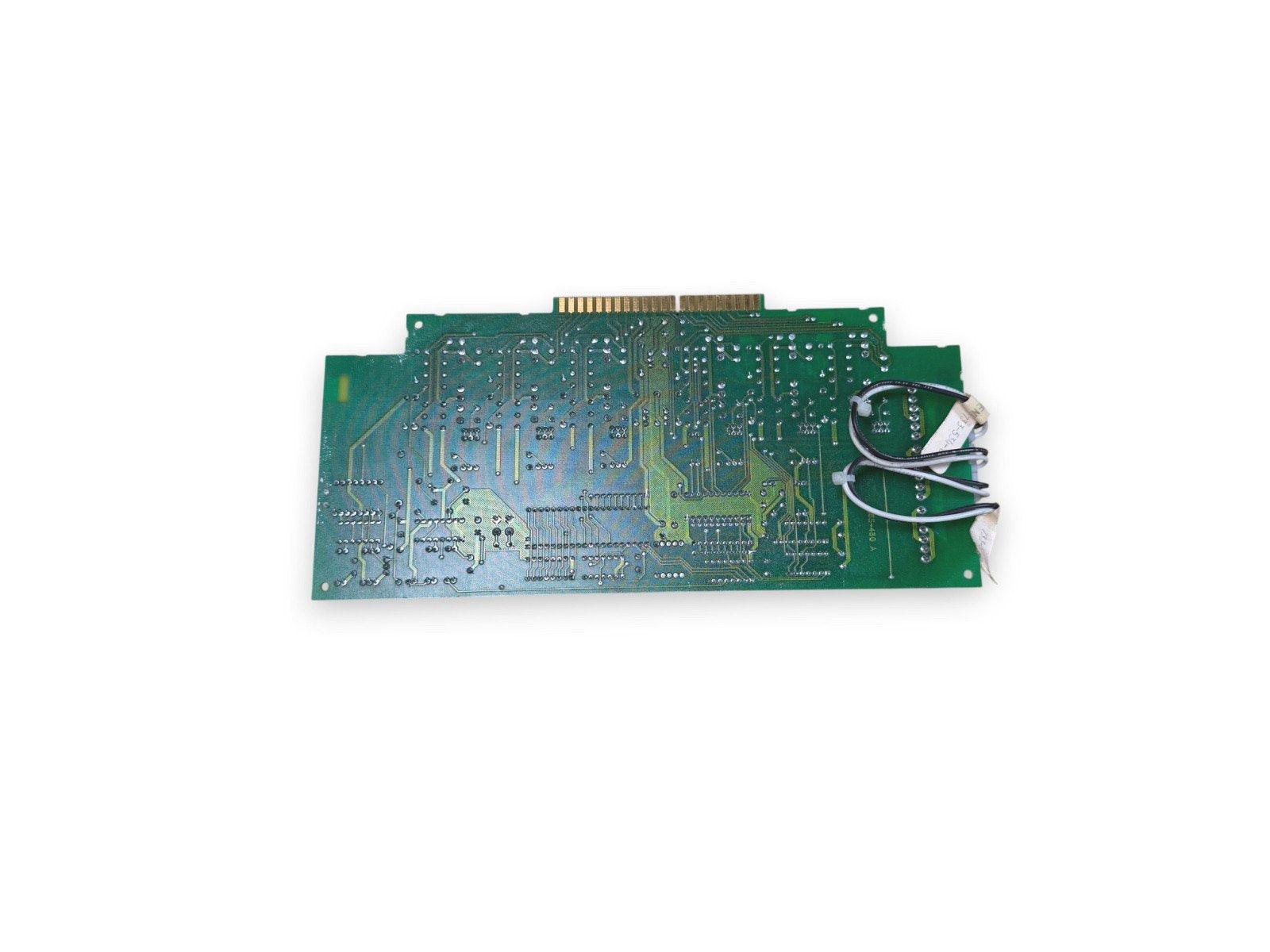 Fire alarm control panel circuit board with wiring connectors, green PCB for fire safety systems