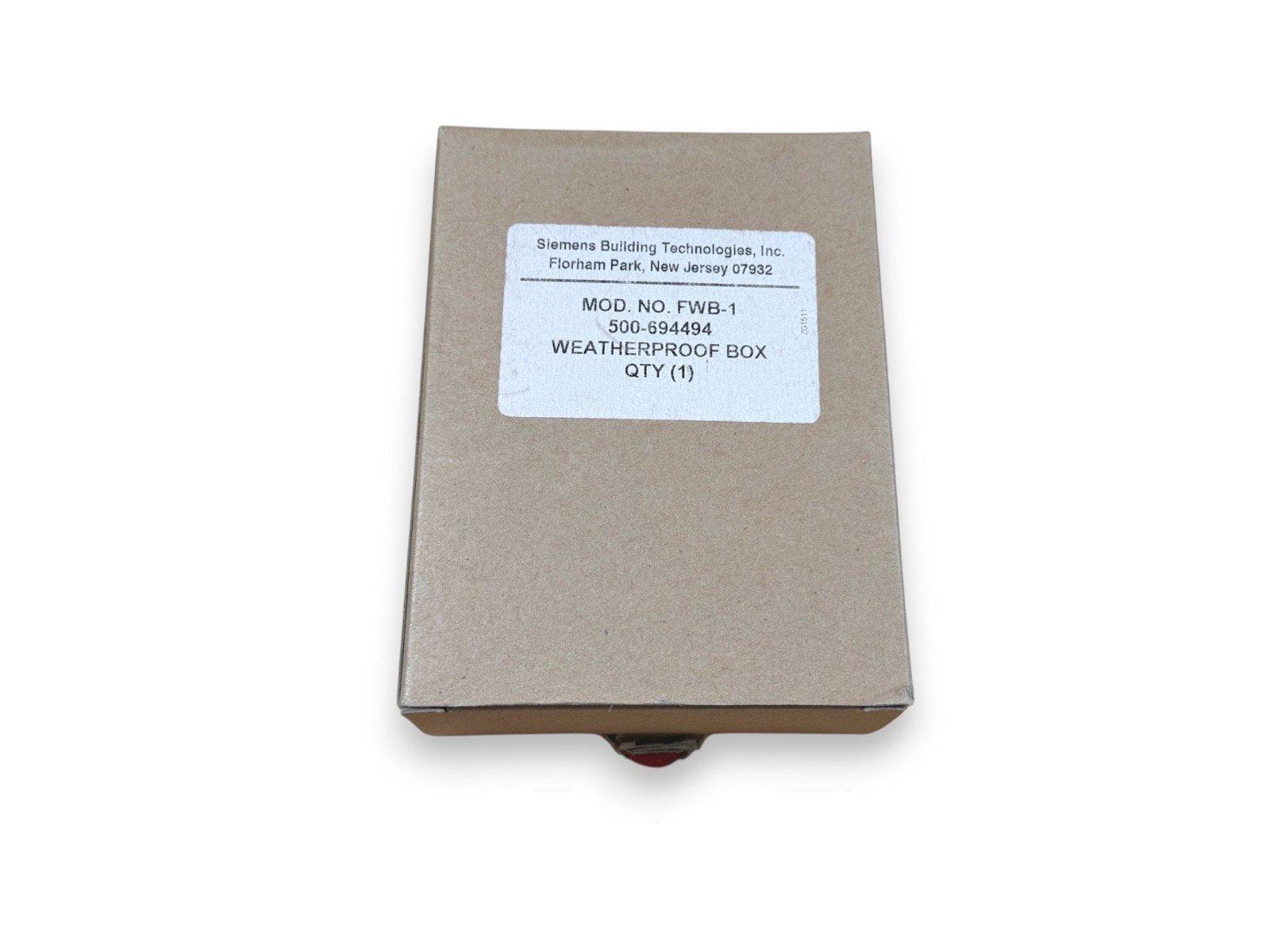 Siemens FWB-1 weatherproof box for fire alarm systems, model 500-694494, new in packaging