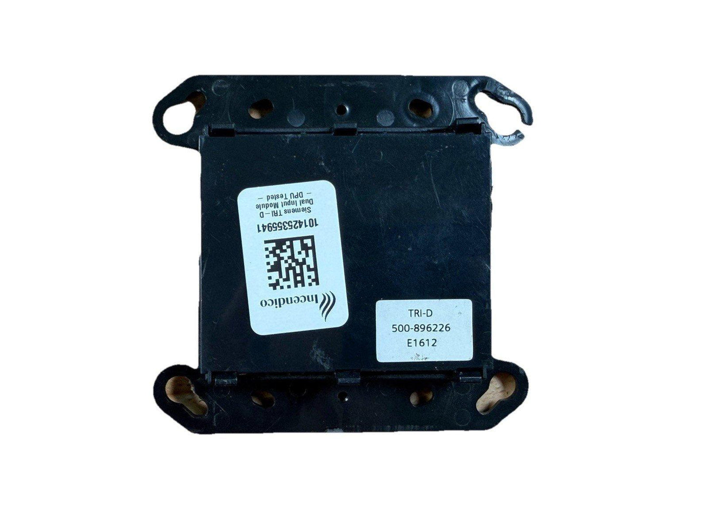 Siemens TRI-D dual input fire alarm module, tested, with Incendico label and QR code