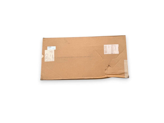 Used fire alarm equipment box with shipping labels, ready for delivery