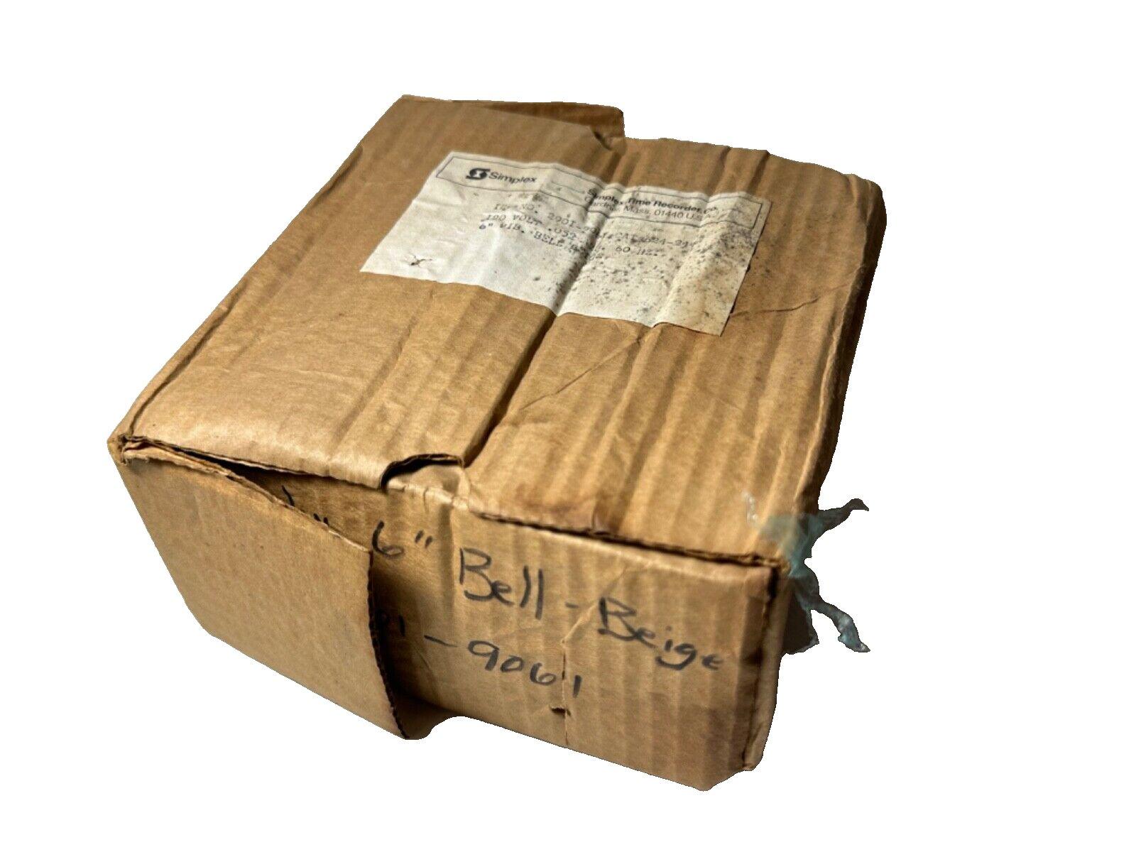Used Simplex fire alarm bell in original box, beige 6-inch model for commercial safety systems