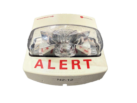 TrueAlert N2-12 fire alarm strobe light with ALERT label, clear lens, and Autocall branding