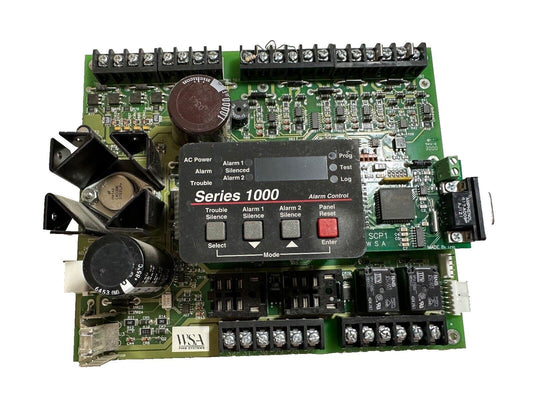 WSA Series 1000 fire alarm control panel with digital display and terminal blocks for fire safety systems