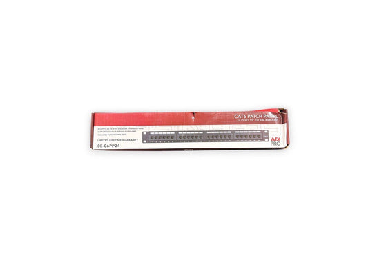 ADI Pro 24-port CAT6 patch panel in retail box, rackmount network equipment
