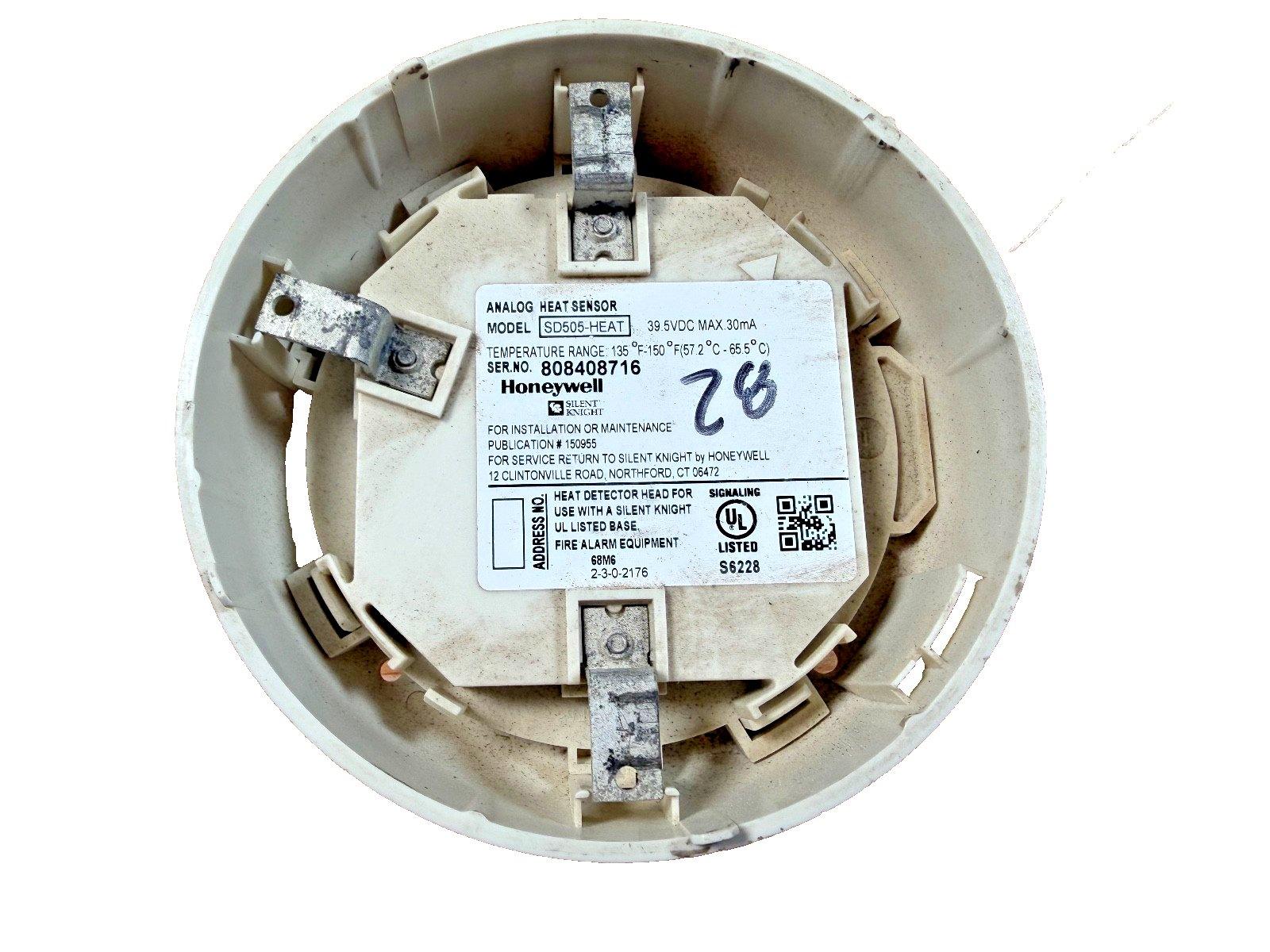 Honeywell SD505-HEAT analog heat sensor for fire alarm systems, UL listed, used equipment