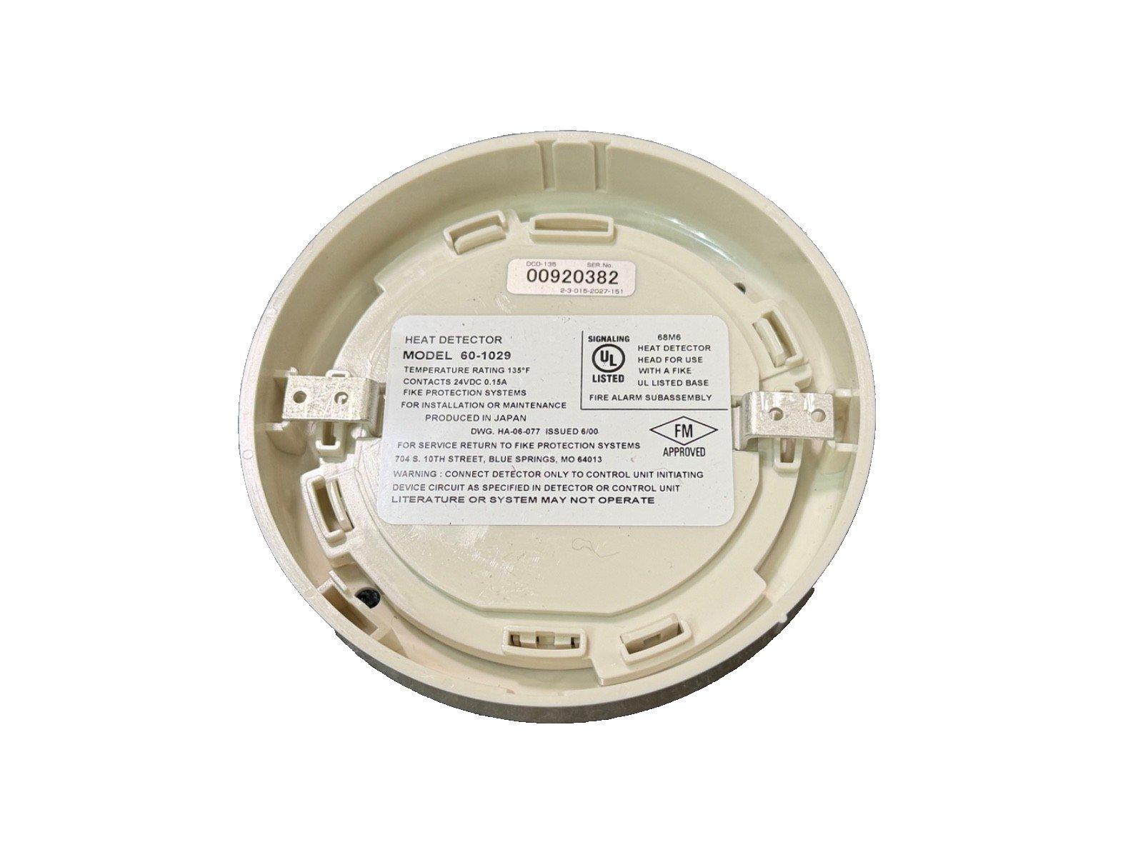 Model 60-1029 heat detector for fire alarm systems, UL listed, FM approved, 135°F rating