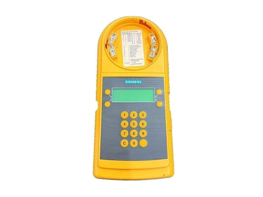 Yellow Siemens fire alarm test tool with keypad and DPU loop indicators for system diagnostics