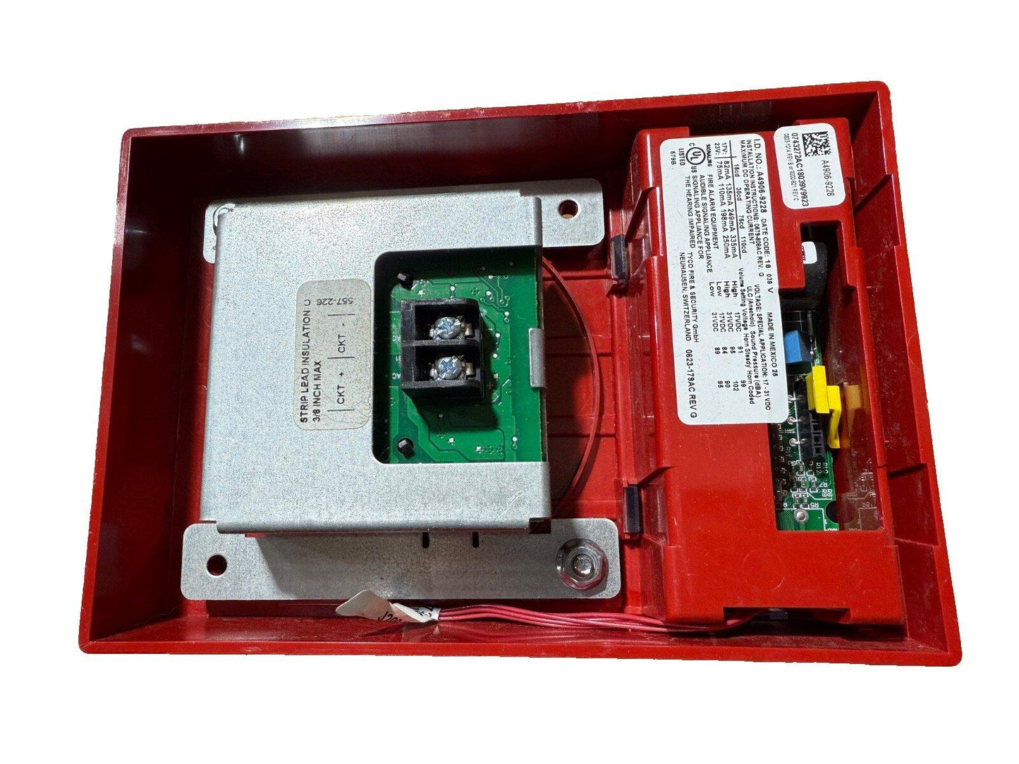 Autocall A4906-9228 Fire Alarm Horn Strobe Ceiling Red (Addressable)