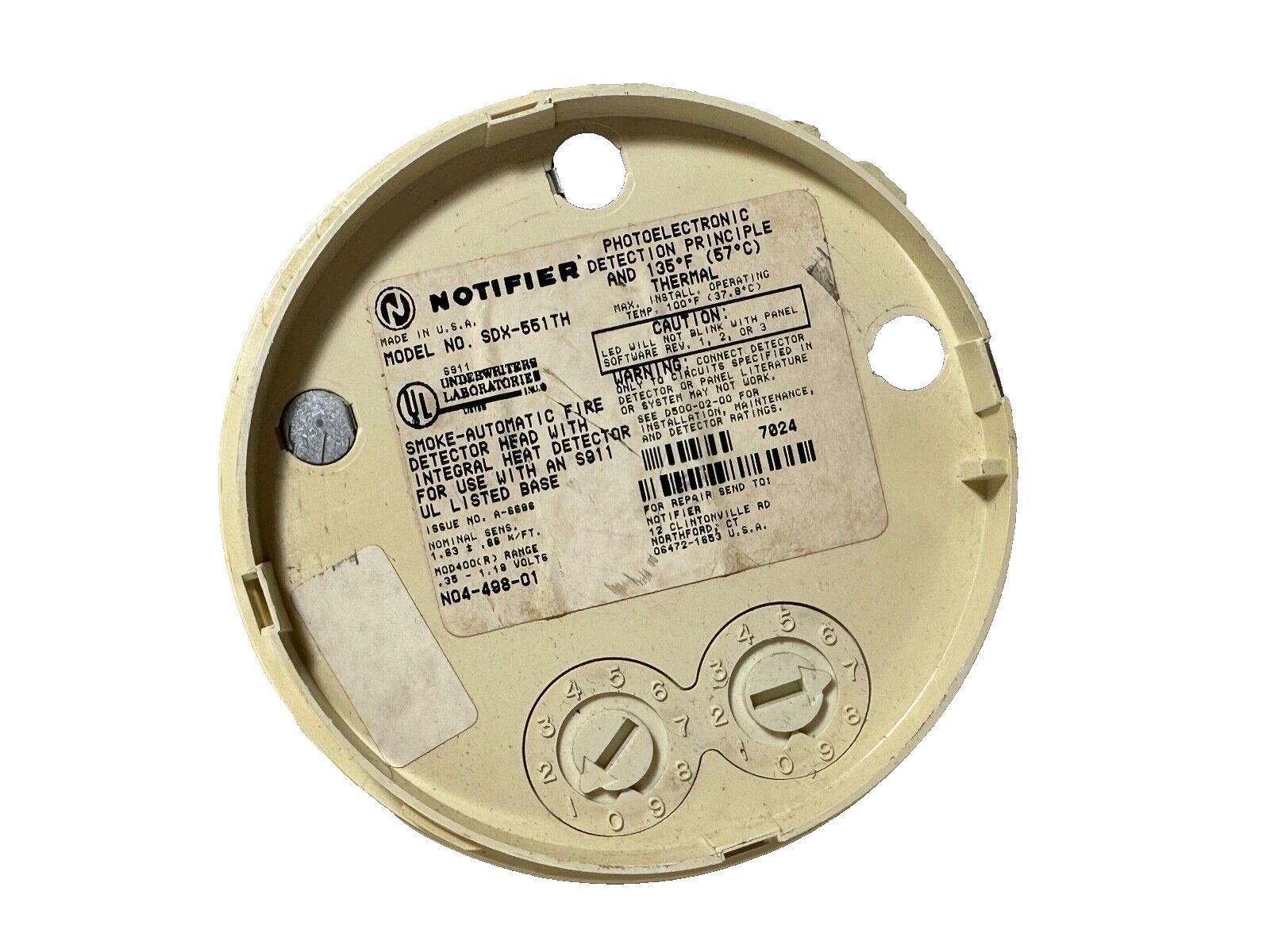 Notifier SDX-551TH smoke detector head with integral heat sensor, UL listed fire alarm component