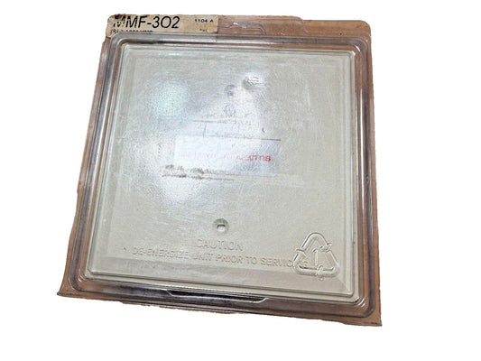 MF-302 fire alarm module in sealed packaging, safety labeled for servicing