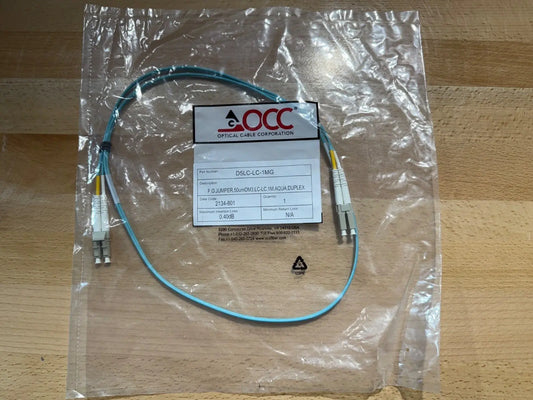 OCC Optical Cable Corporation D5LC-LC-1MG FO Jumper 50umOm3 LC-LC 1M Aqua Duplex Optical Cable Corporation