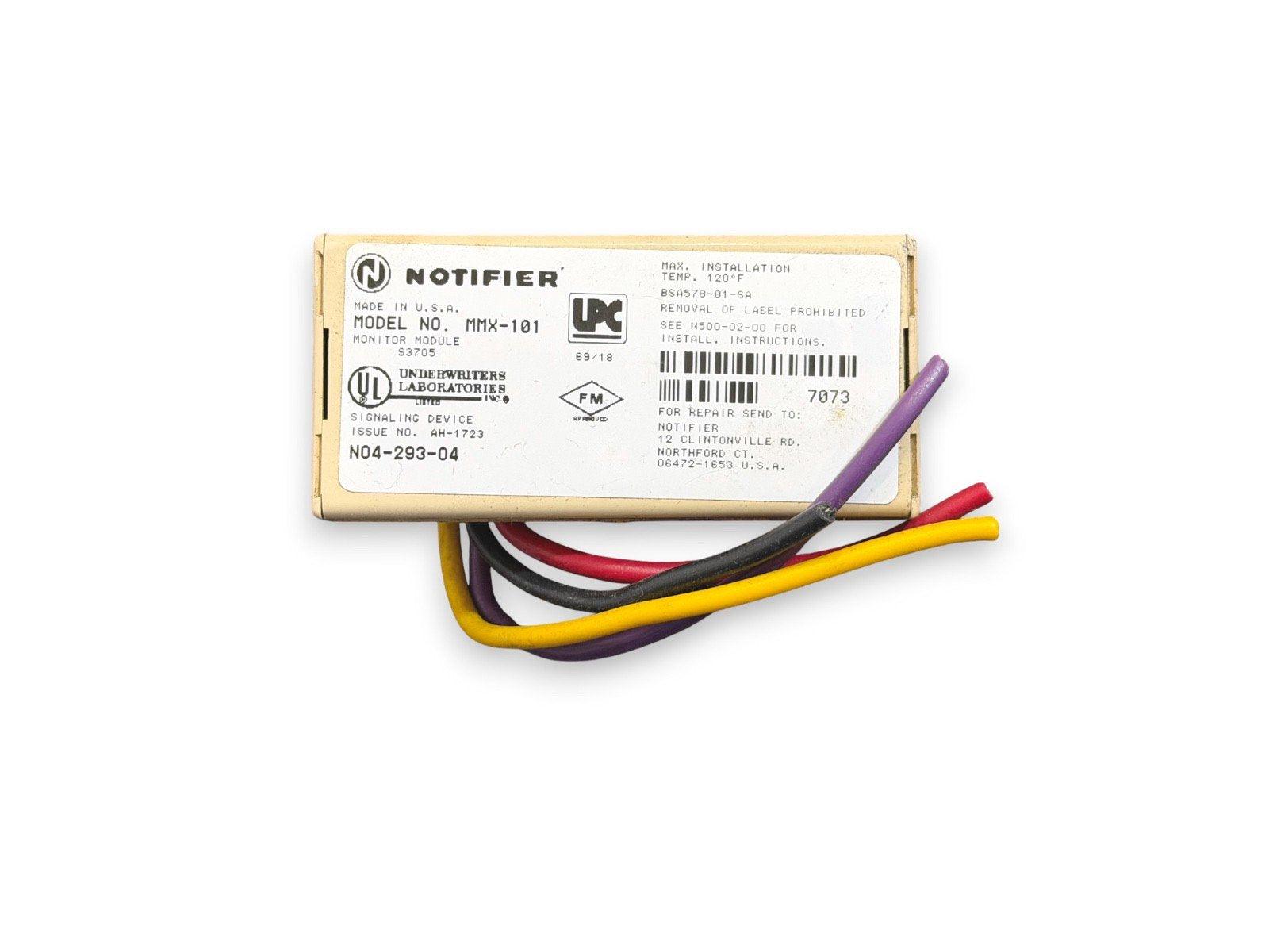 Notifier MMX-101 fire alarm monitor module with UL/FM certification and multi-colored wiring